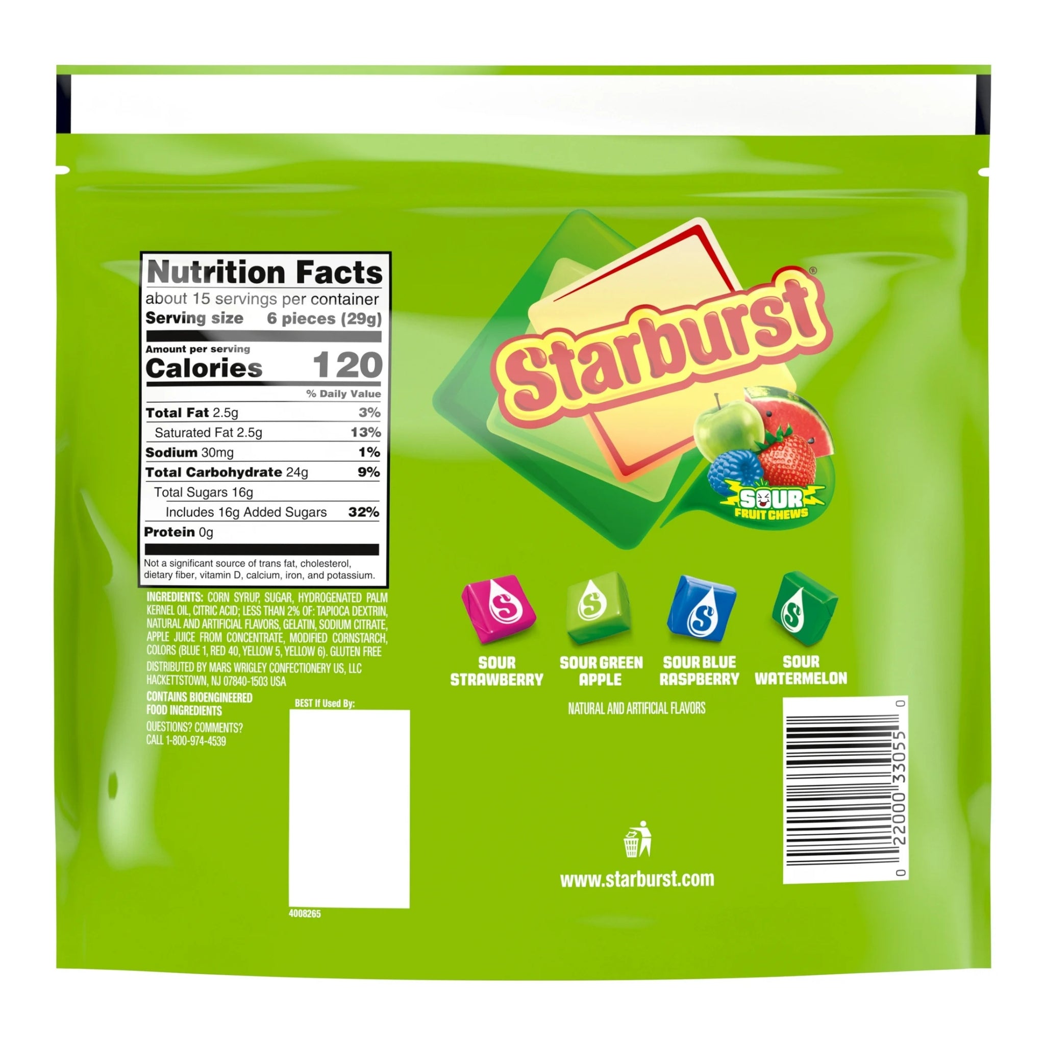 Starburst Sour Fruit Chews Chewy Candy, Sharing Size - 15.6 oz Resealable Bag