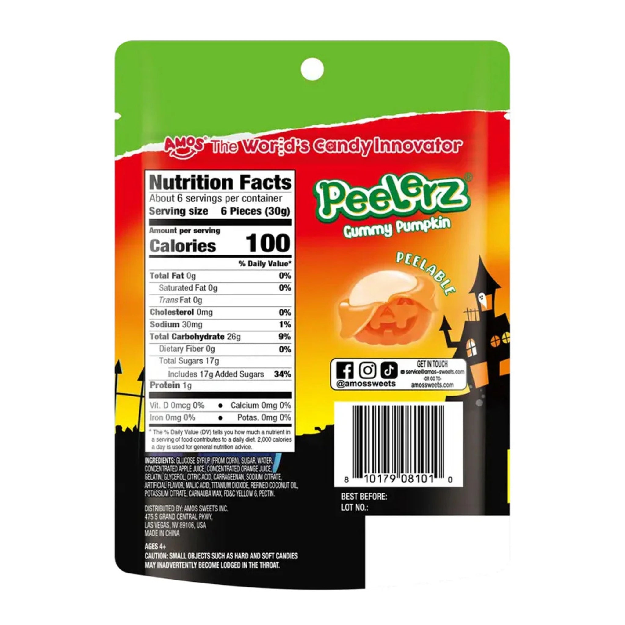 Halloween Peelerz Gummy Pumpkin Candy 6oz