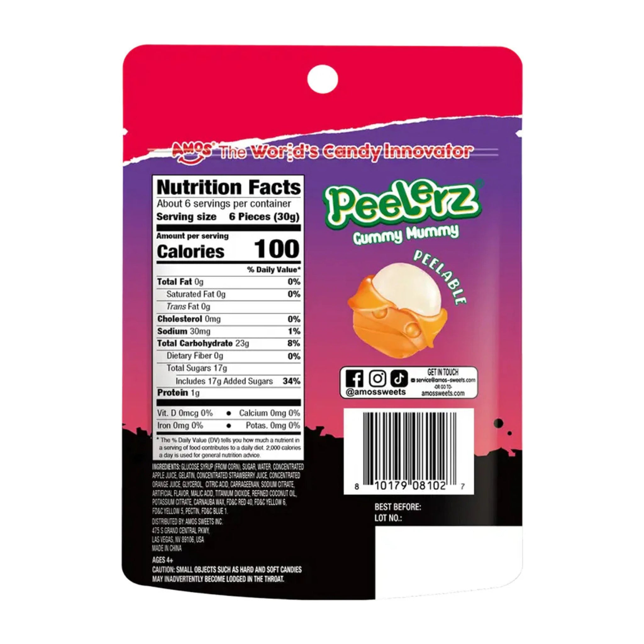 Halloween Peelerz Gummy Mummy Candy 6oz
