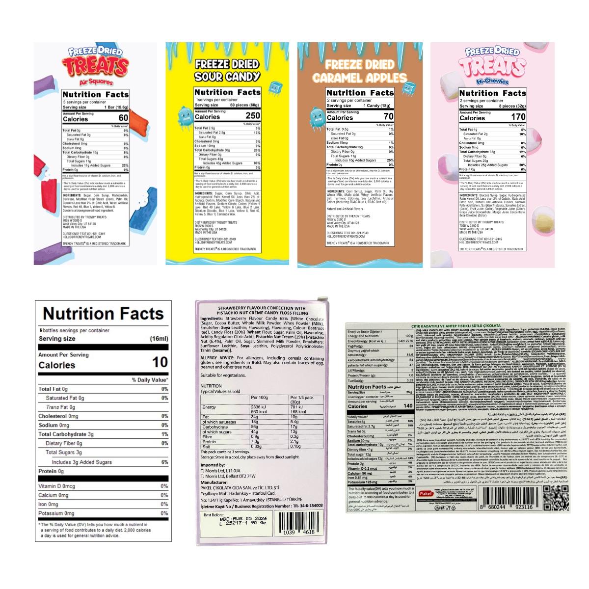 Trendys Top Viral Products Bundles Freeze Dried Treats Caramel Apple Sour Dubai Chocolates Wax Bottles Snack Gift Set for Snack Lovers