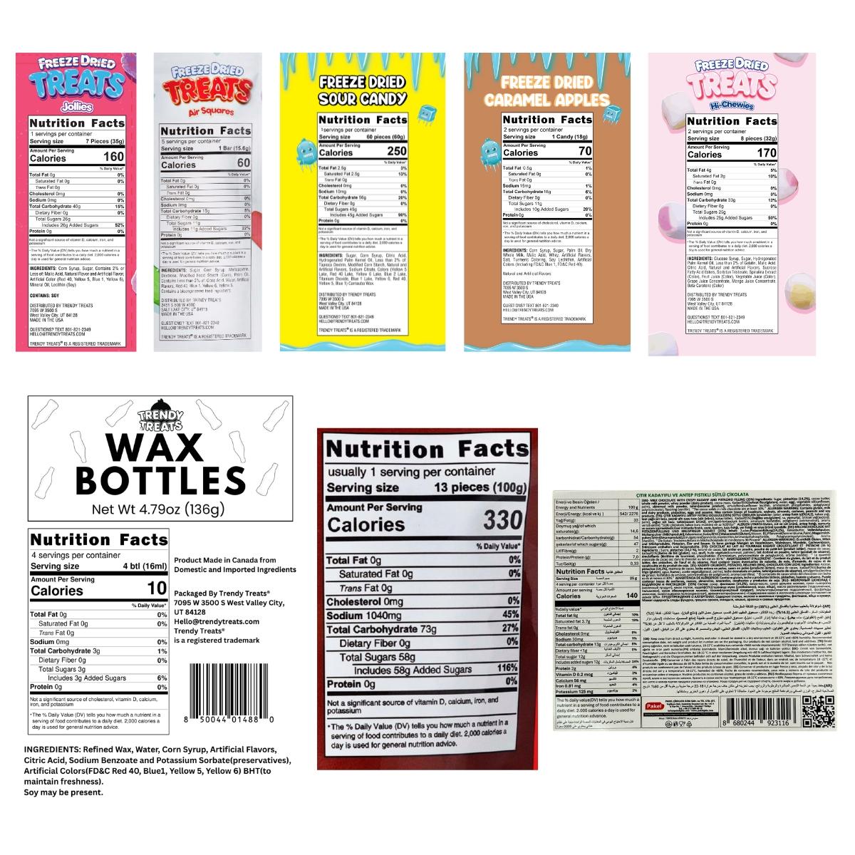 Holiday Trending Snack Bundle : Wax Candy, Chamoy Gummies, Dubai Chocolate, & Freeze Dried