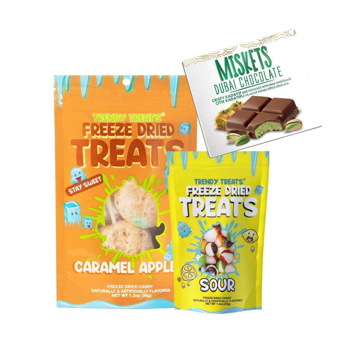 Trendys Top Viral Products Bundles Freeze Dried Treats Caramel Apple Sour Dubai Chocolates Wax Bottles Snack Gift Set for Snack Lovers