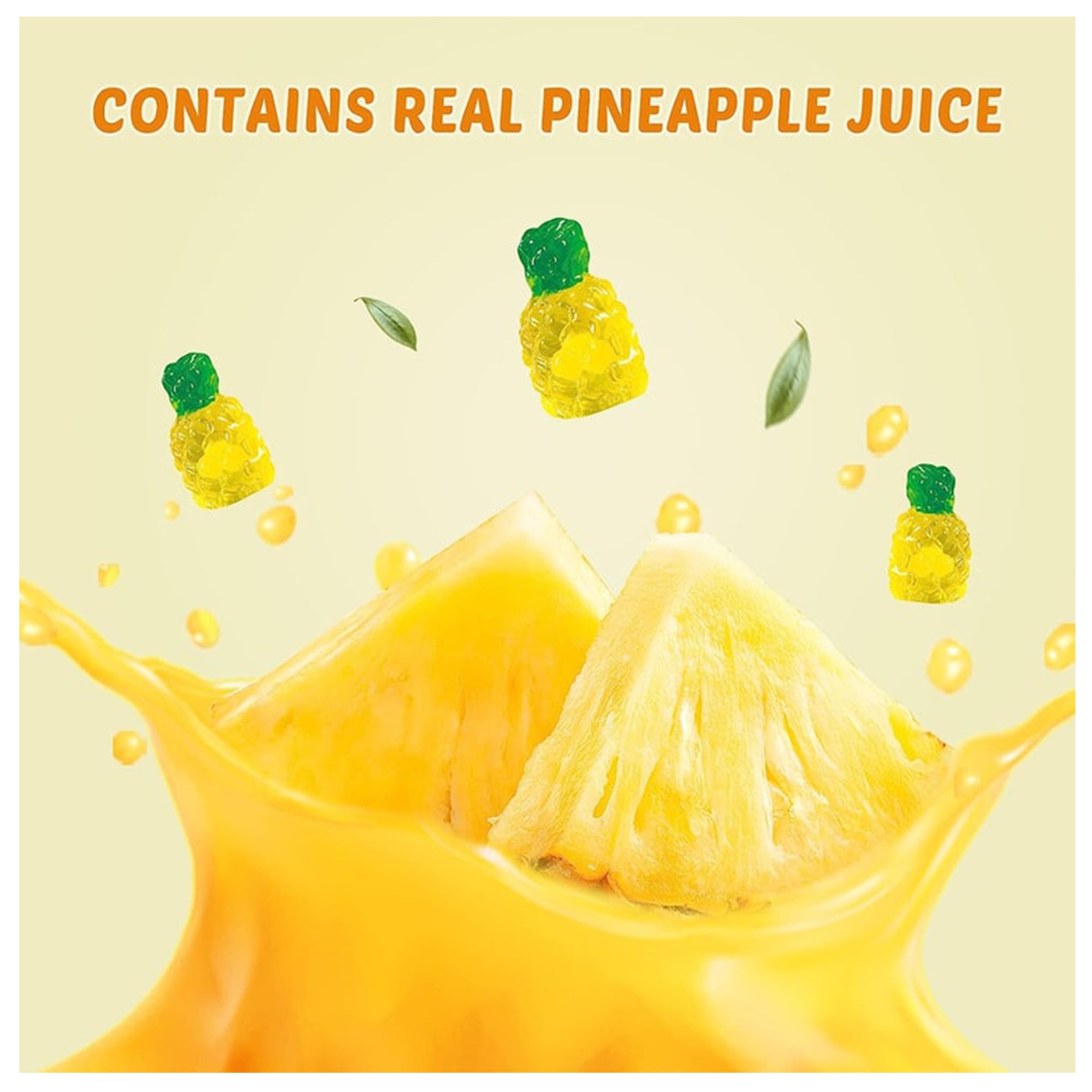 Amos 4D Pineapple Juicy Burst Fruit Gummies – 3oz (85g) Bag
