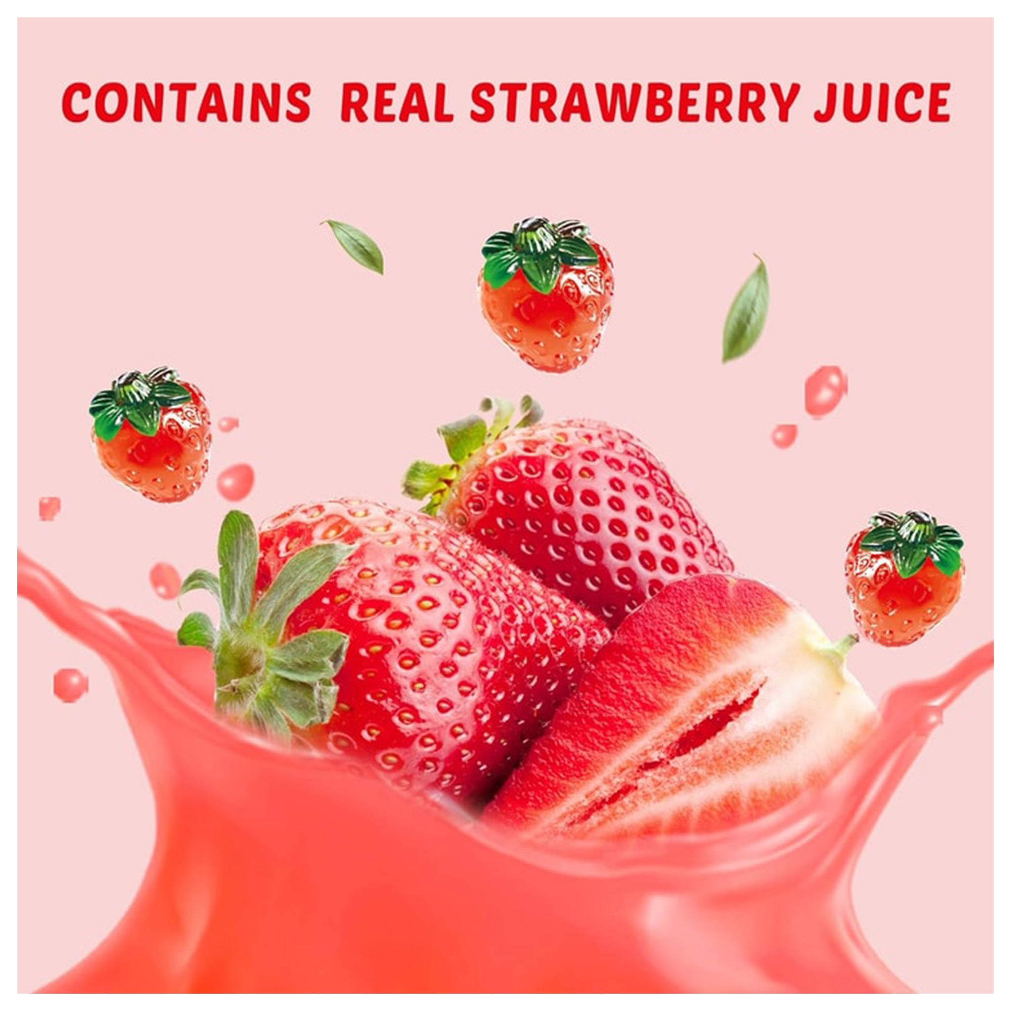 Amos 4D Strawberry Juicy Burst Fruit Gummies – 3oz (85g) Bag