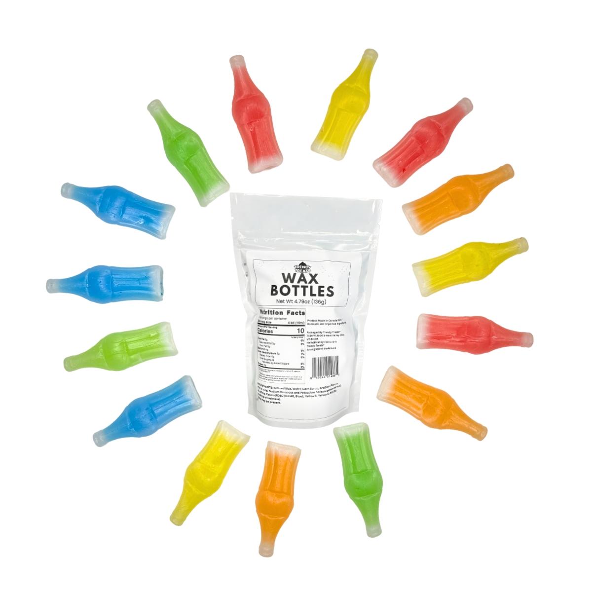 Trendy Treats Wax Bottles Liquid Filled Chew Wax Candy Classic Flavors Perfect for Parties Gifting and Nostalgic Snacking