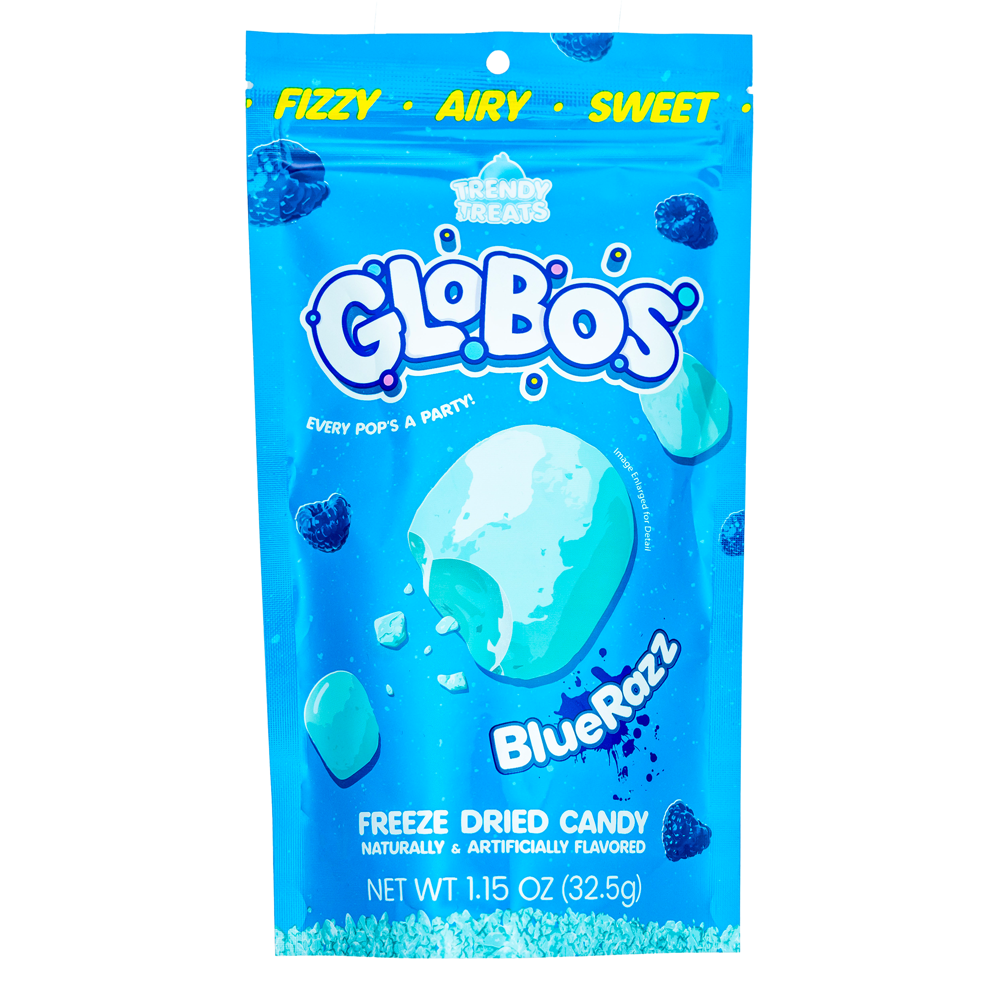 Trendy Treats Globos Freeze Dried Popping Candy Sour Blue Raspberry