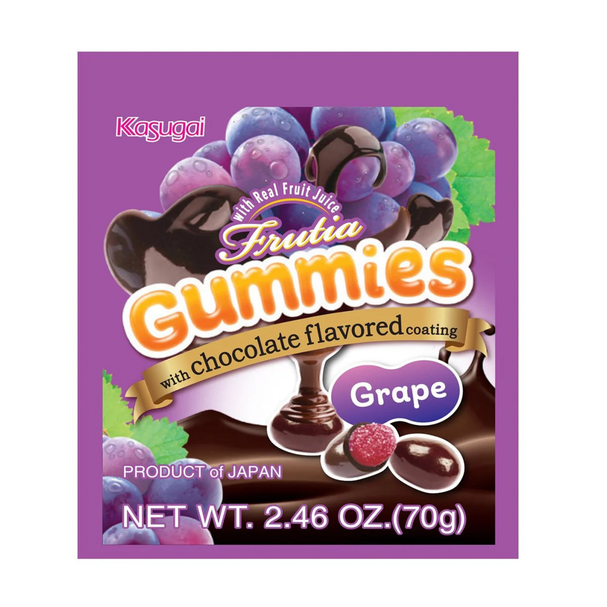Kasugai Chocolate Gummy Grape – 2.46 oz (70g) Bag