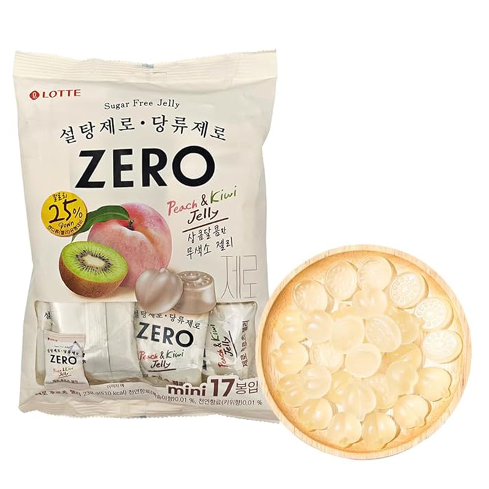 LOTTE ZERO Sugar-Free Peach & Kiwi Jelly Gummies – 52g