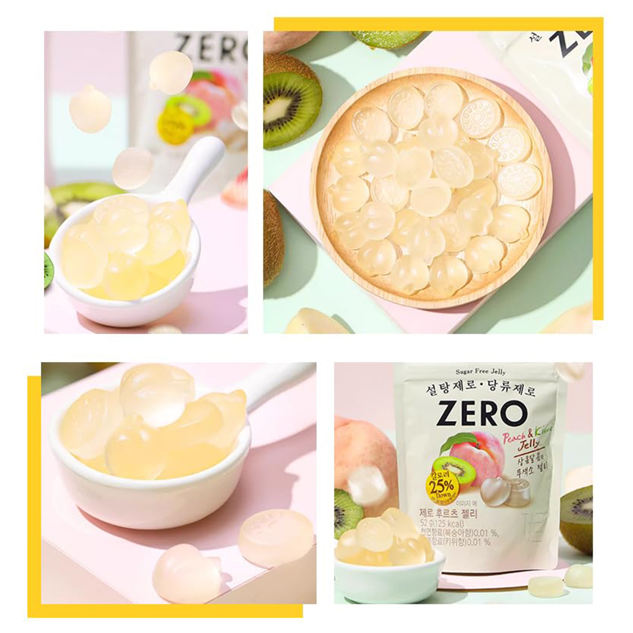 LOTTE ZERO Sugar-Free Peach & Kiwi Jelly Gummies – 52g