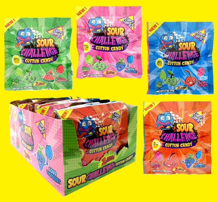 🌈 Lupy Lups Mini Sour Cotton Candy – Assorted Flavor Challenge 🍭