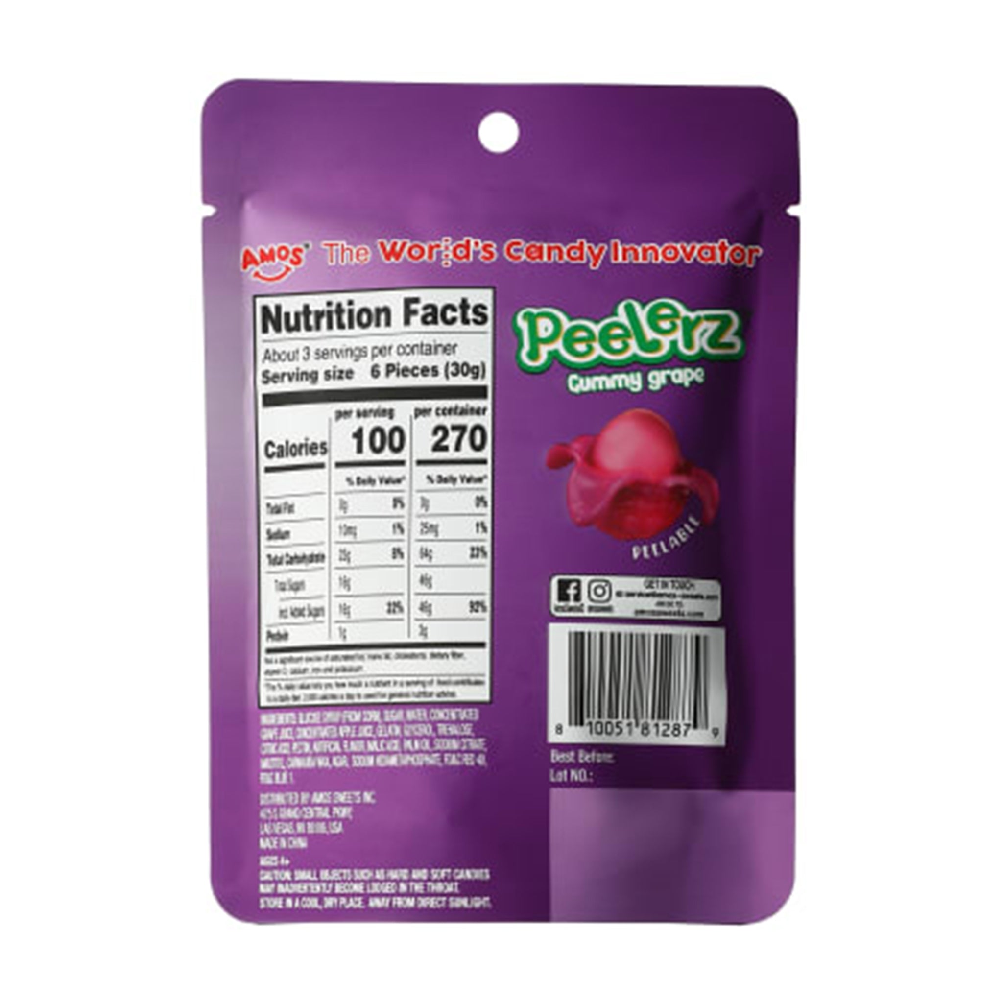 Peelerz Gummy Grape Candy – 3oz (85g) Bag