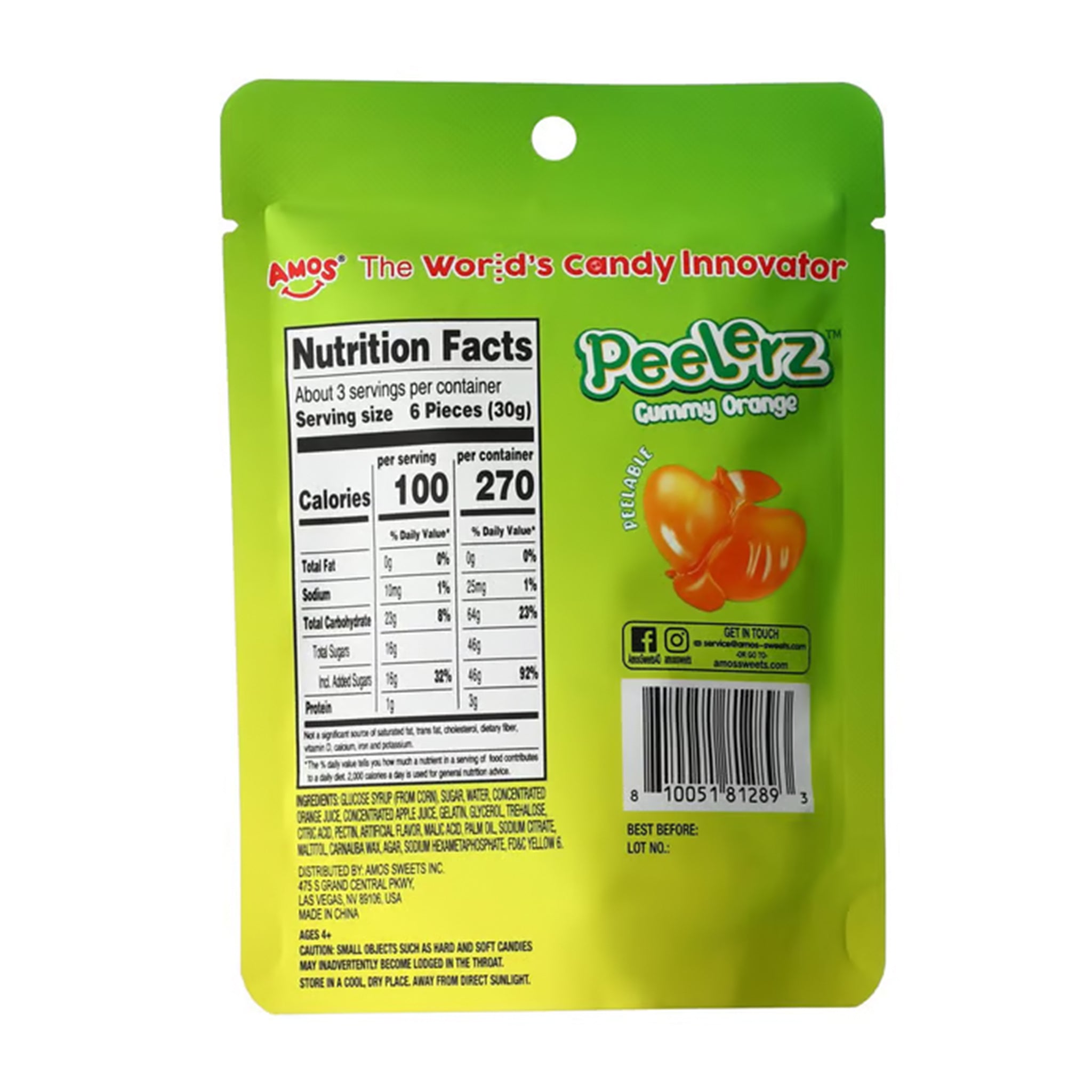 Peelerz Gummy Orange Candy – 3oz (85g) Bag