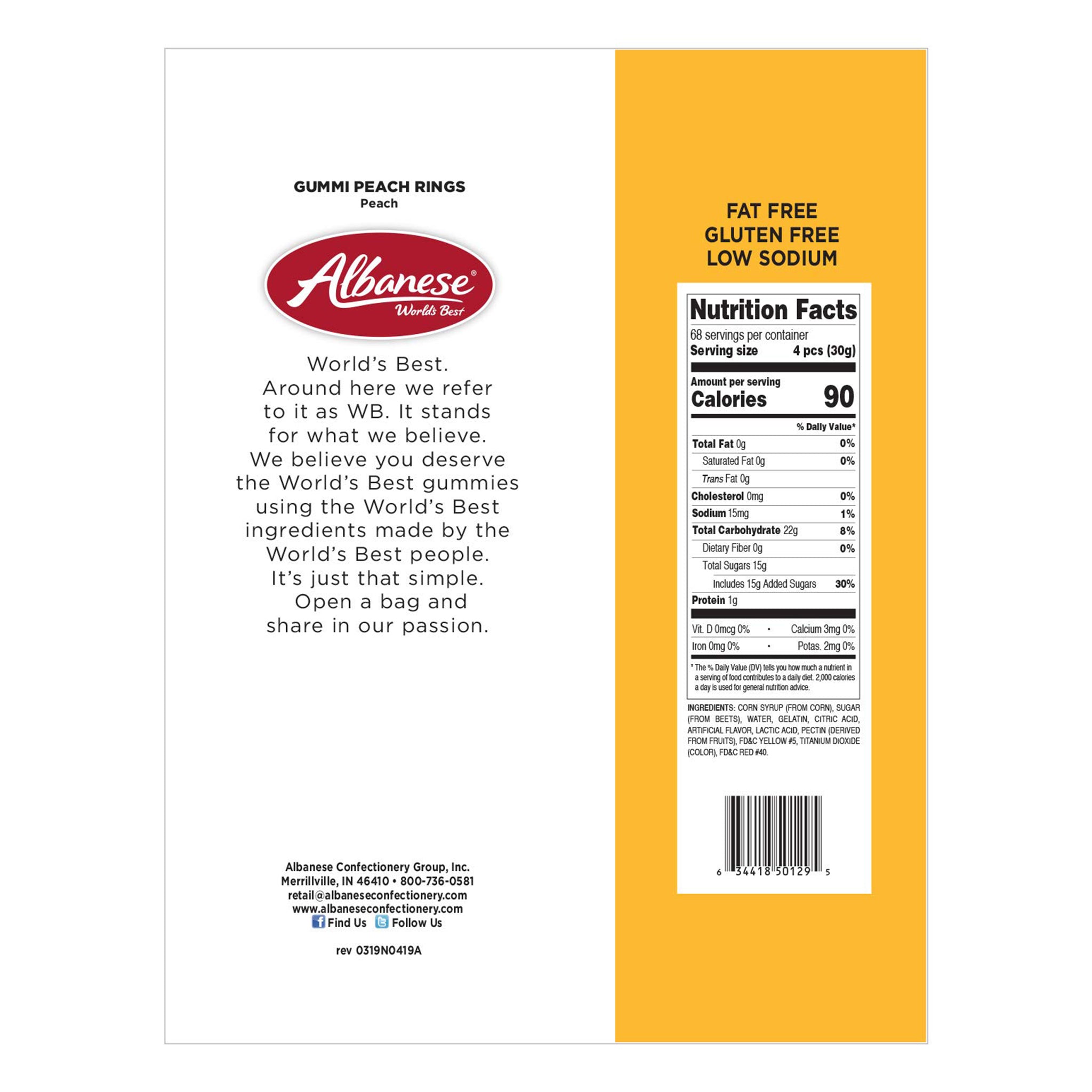 Albanese Peach Rings – 4.5 lb