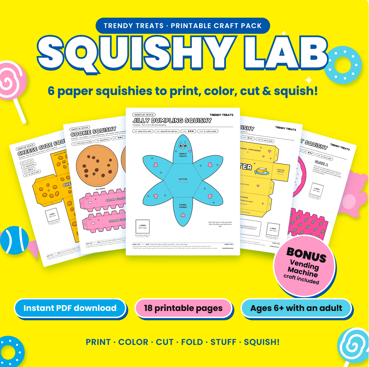 Trendy Treats DIY Squishy Lab | Printable Squishy Toy Templates