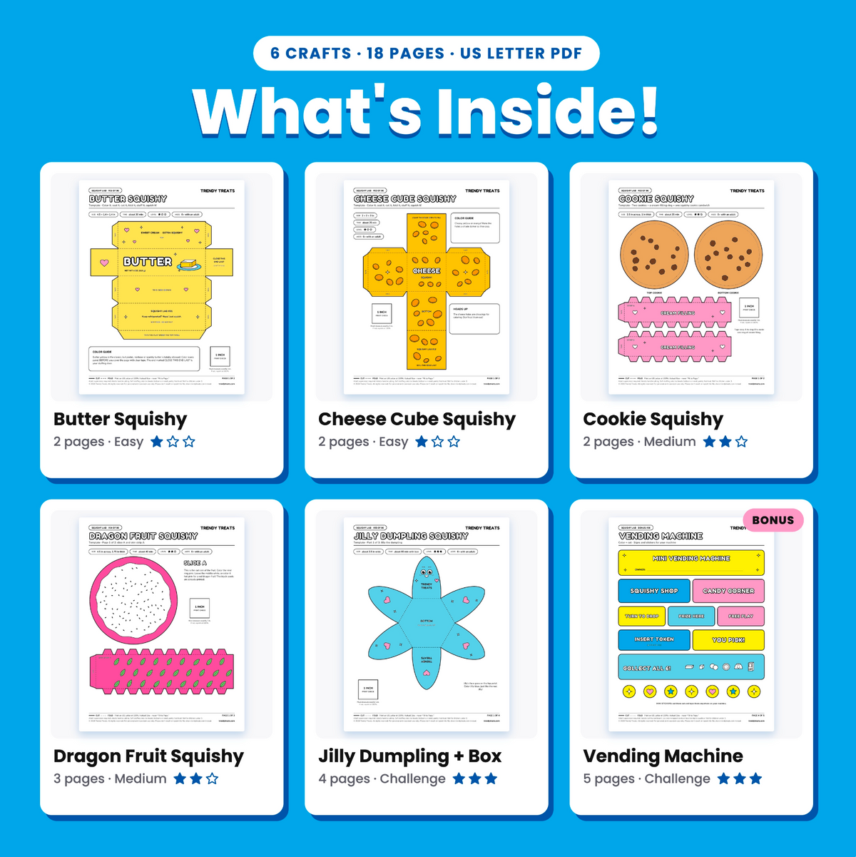 Trendy Treats DIY Squishy Lab | Printable Squishy Toy Templates