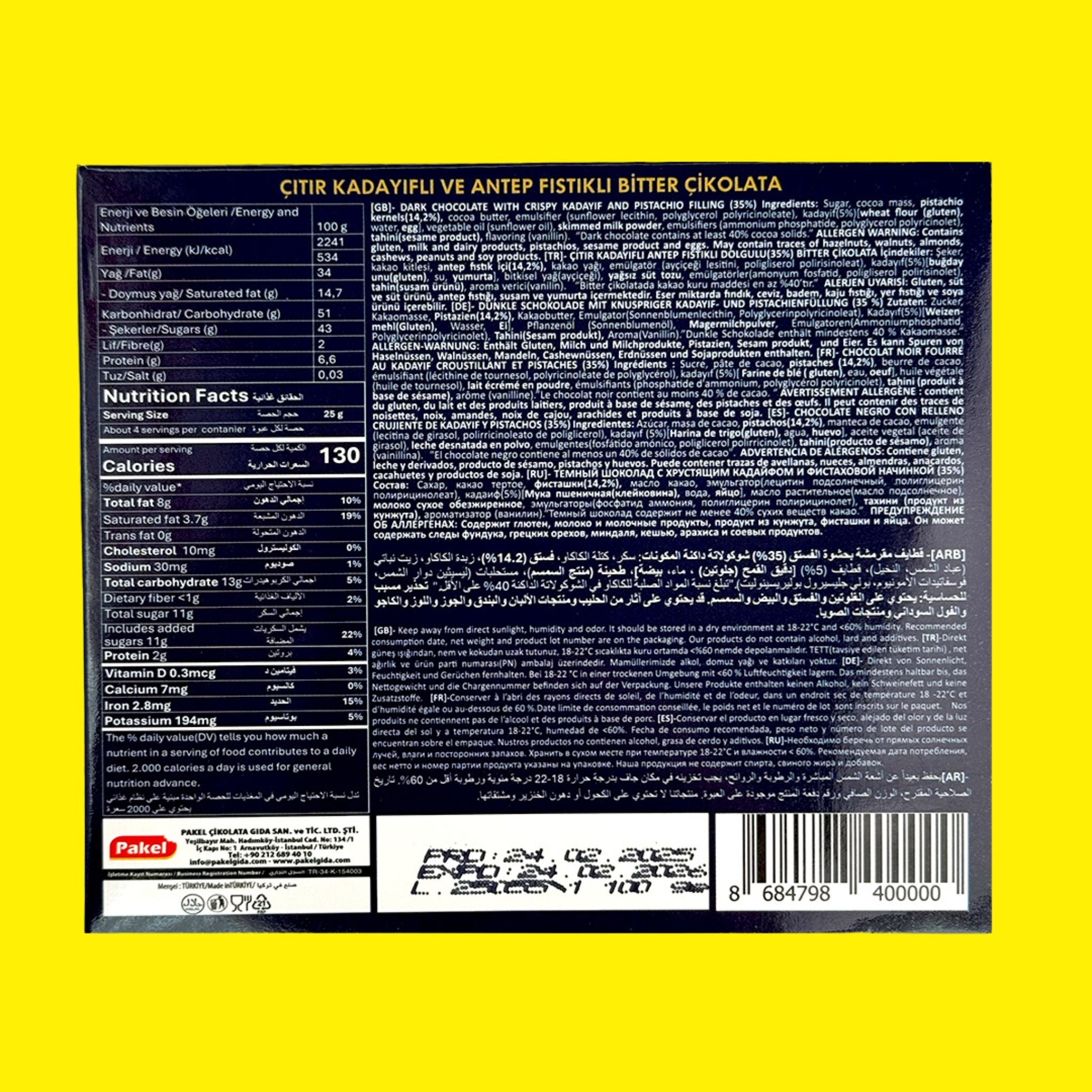 Miskets Dubai Dark Chocolate Bar– 100g