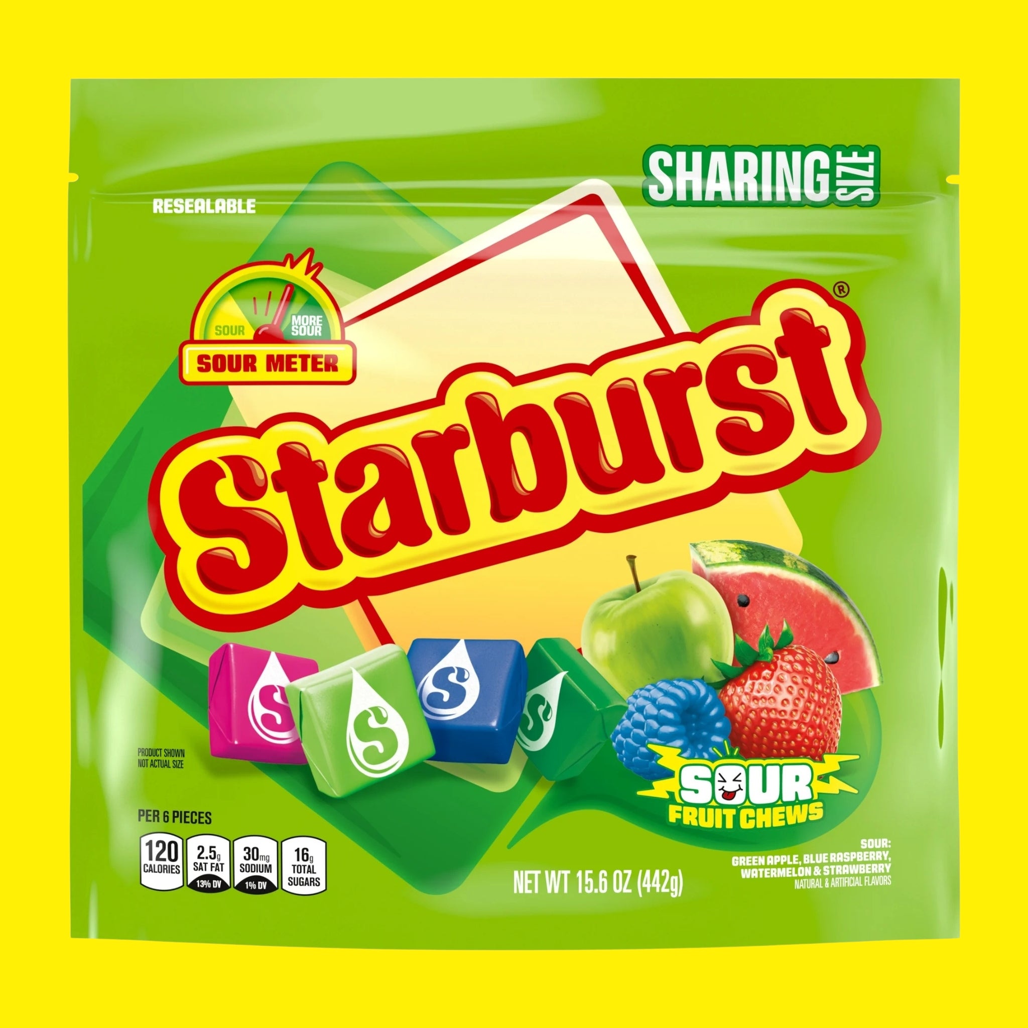 Starburst Sour Fruit Chews Chewy Candy, Sharing Size - 15.6 oz Resealable Bag