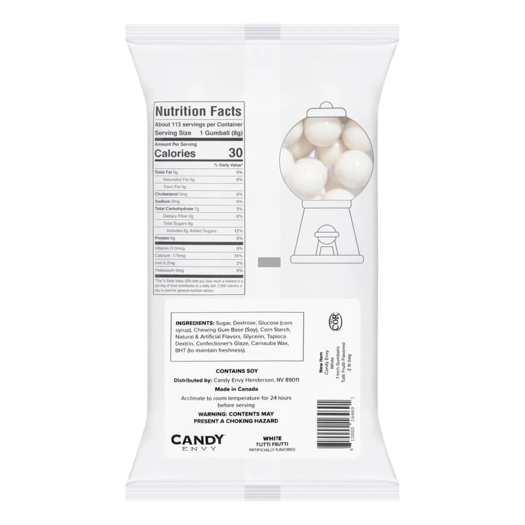 🤍✨ Candy Envy 1" Gumball Shimmer White – 2lb Bag