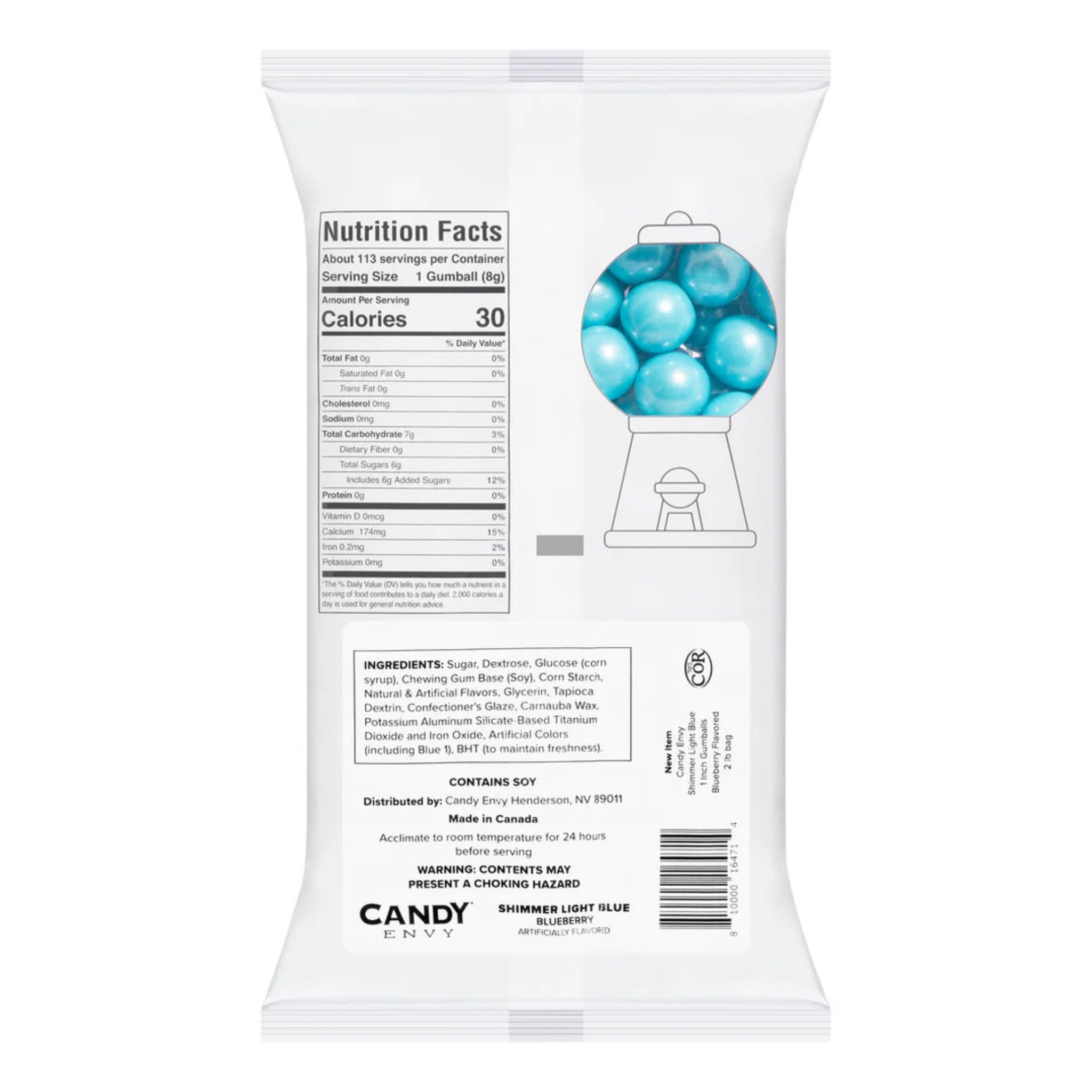 💎💙 Candy Envy 1" Gumball Shimmer Light Blue – 2lb Bag