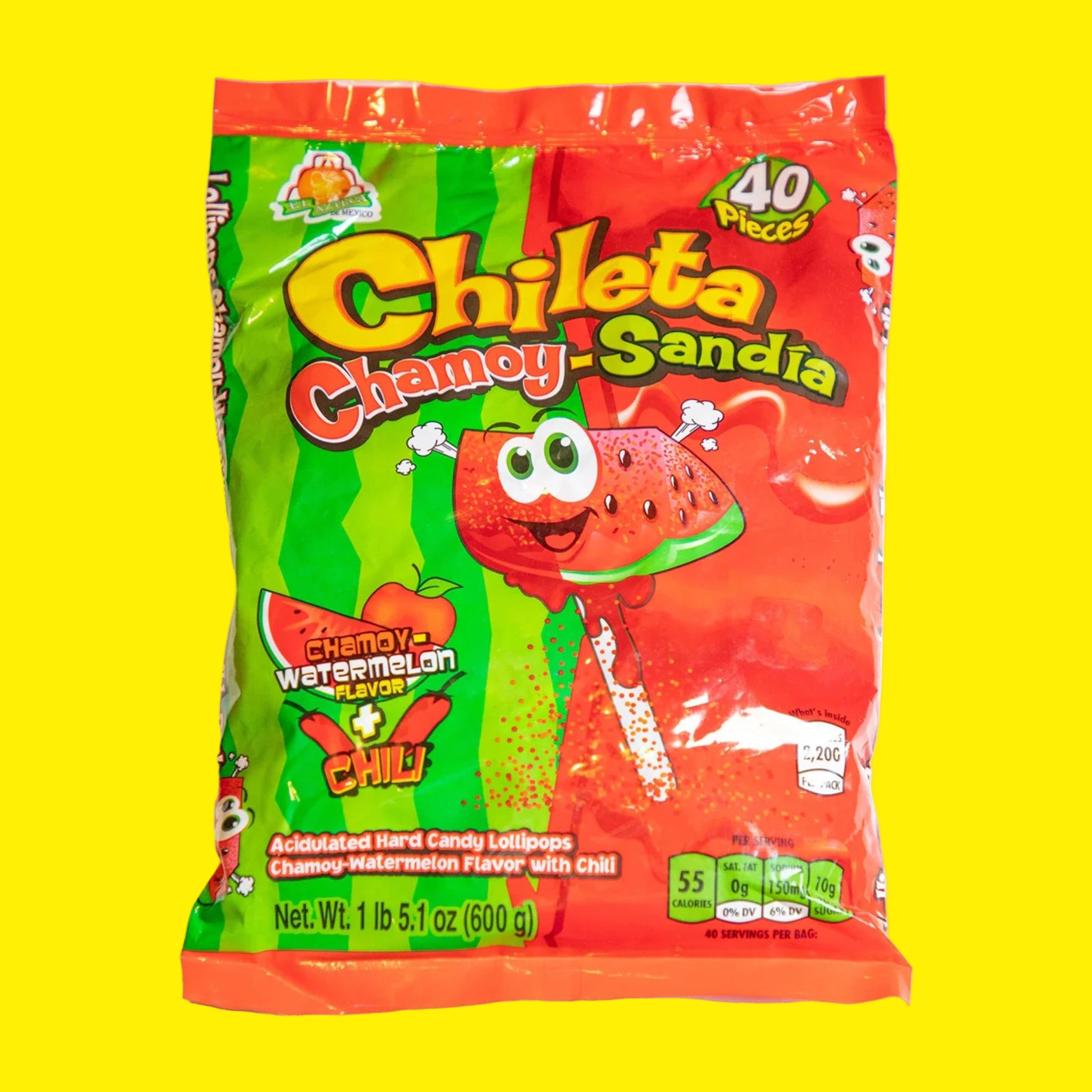 🍉🌶️ Azteca Chileta Chamoy Sandía – 40ct Lollipops