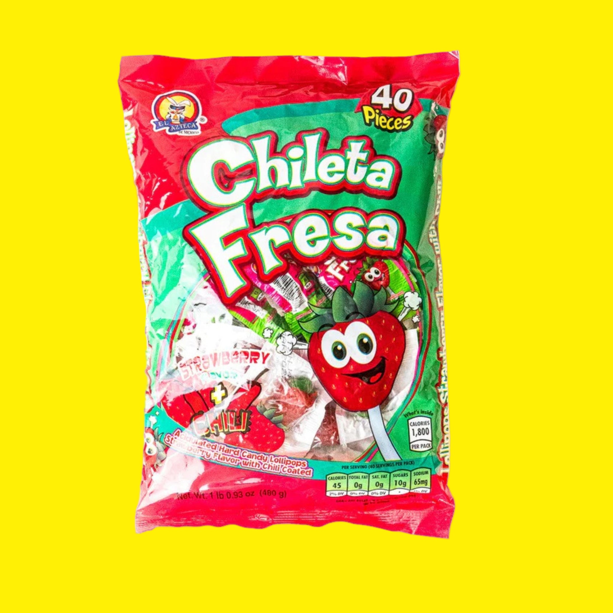 🍓🌶️ Azteca Chileta Fresa – 40ct Lollipops