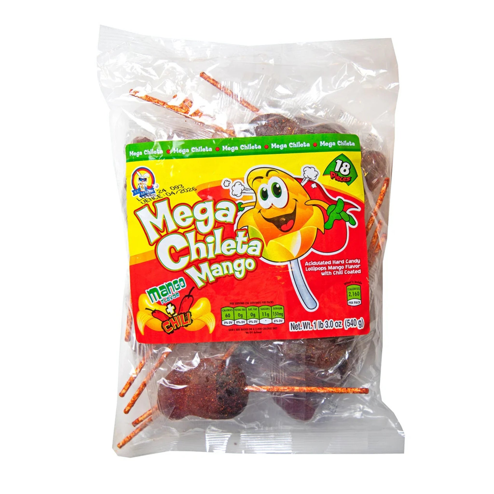 🥭🔥 Azteca Chileta Mega Mango – 18ct Lollipops