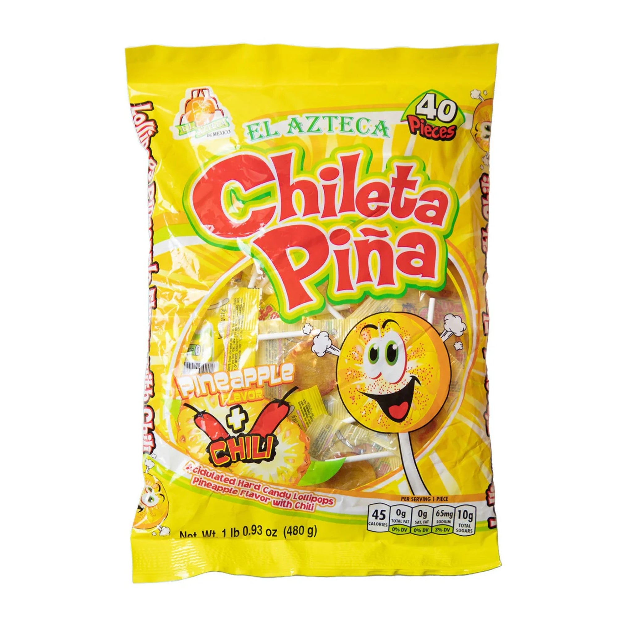 🍍🌶️ Azteca Chileta Piña – 40ct Lollipops