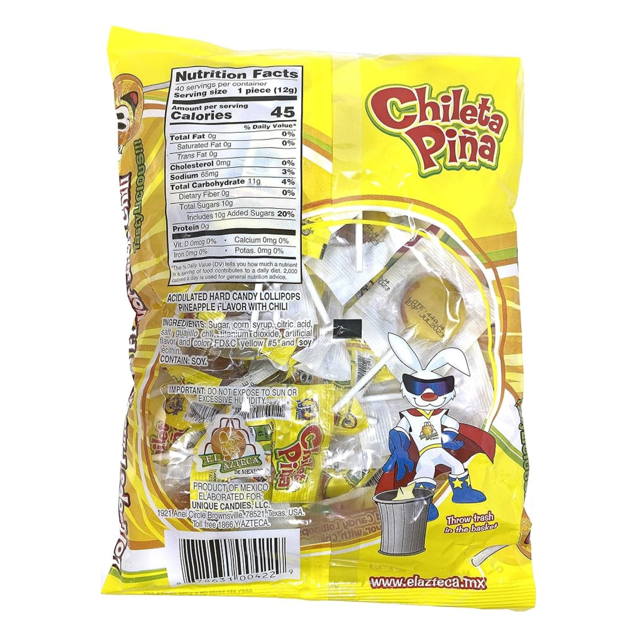 🍍🌶️ Azteca Chileta Piña – 40ct Lollipops