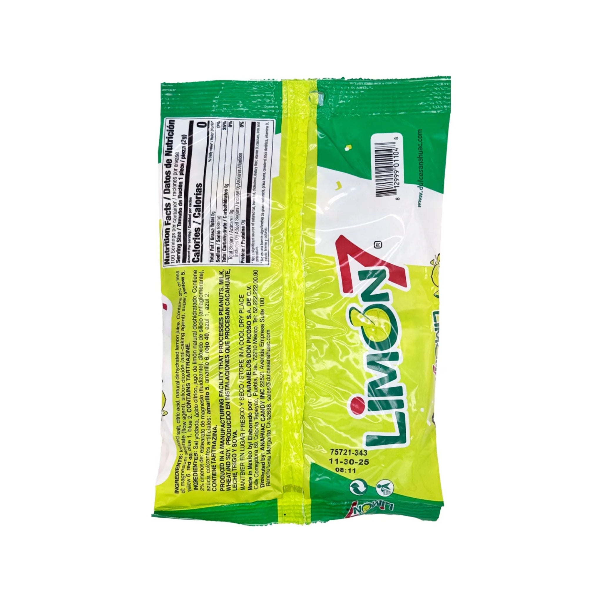 🍋🧂 Dulces Anáhuac Limon 7 Salt & Lemon Powder – 100 individually-wrapped packets