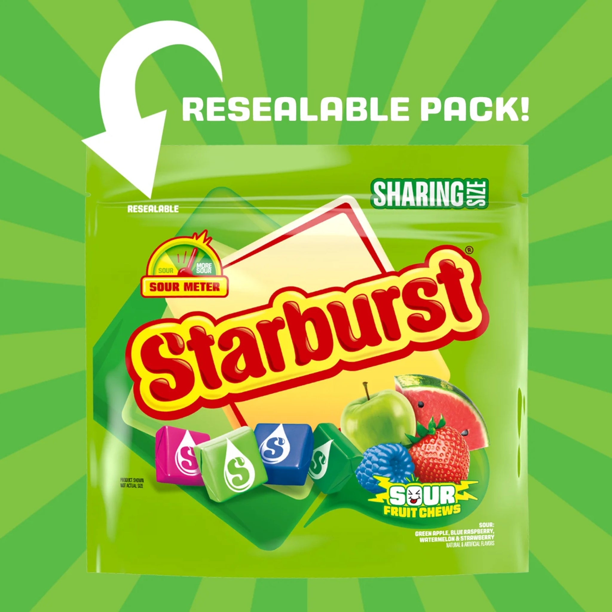 Starburst Sour Fruit Chews Chewy Candy, Sharing Size - 15.6 oz Resealable Bag