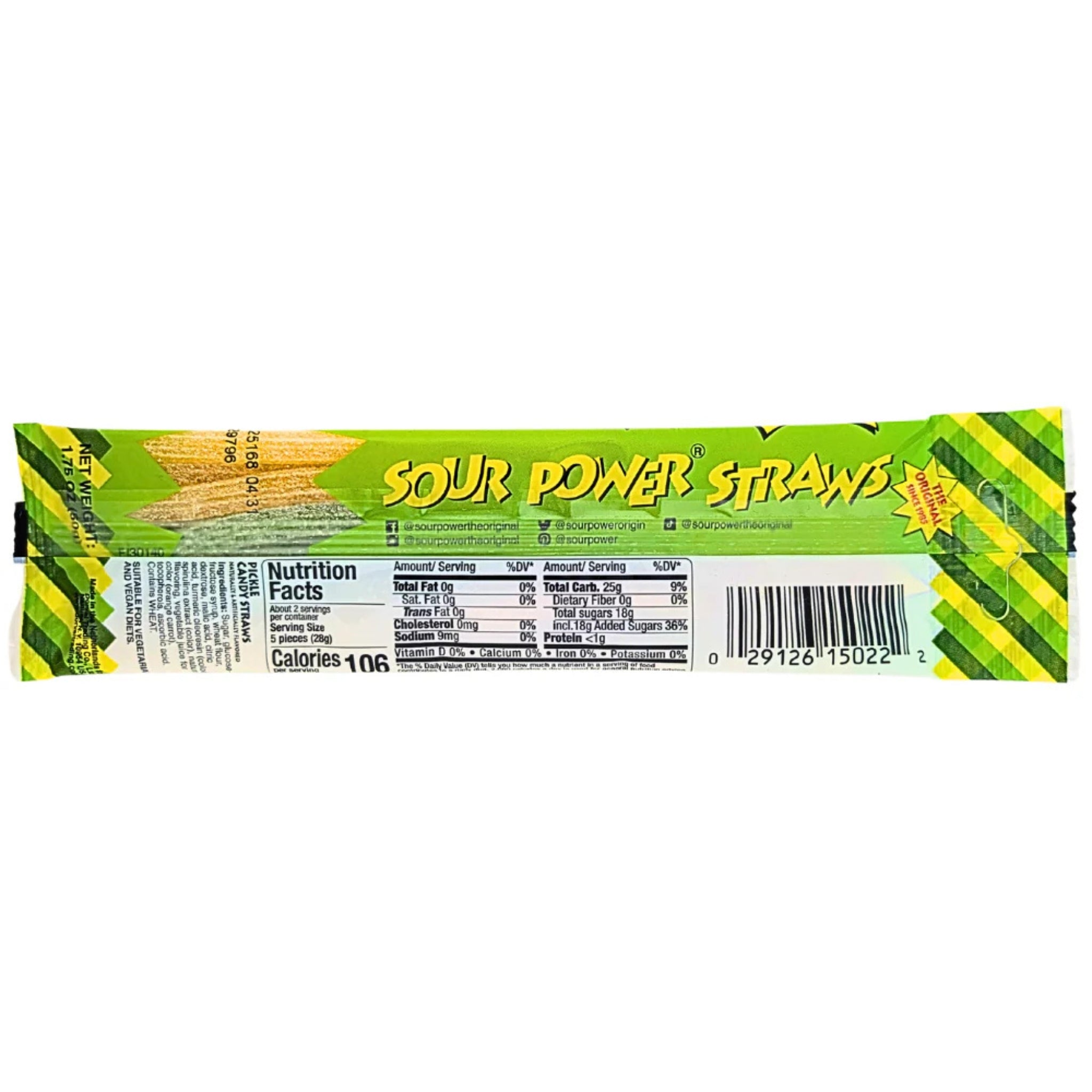 🥒⚡ Sour Power Straws Pickle – 1.75oz Pack