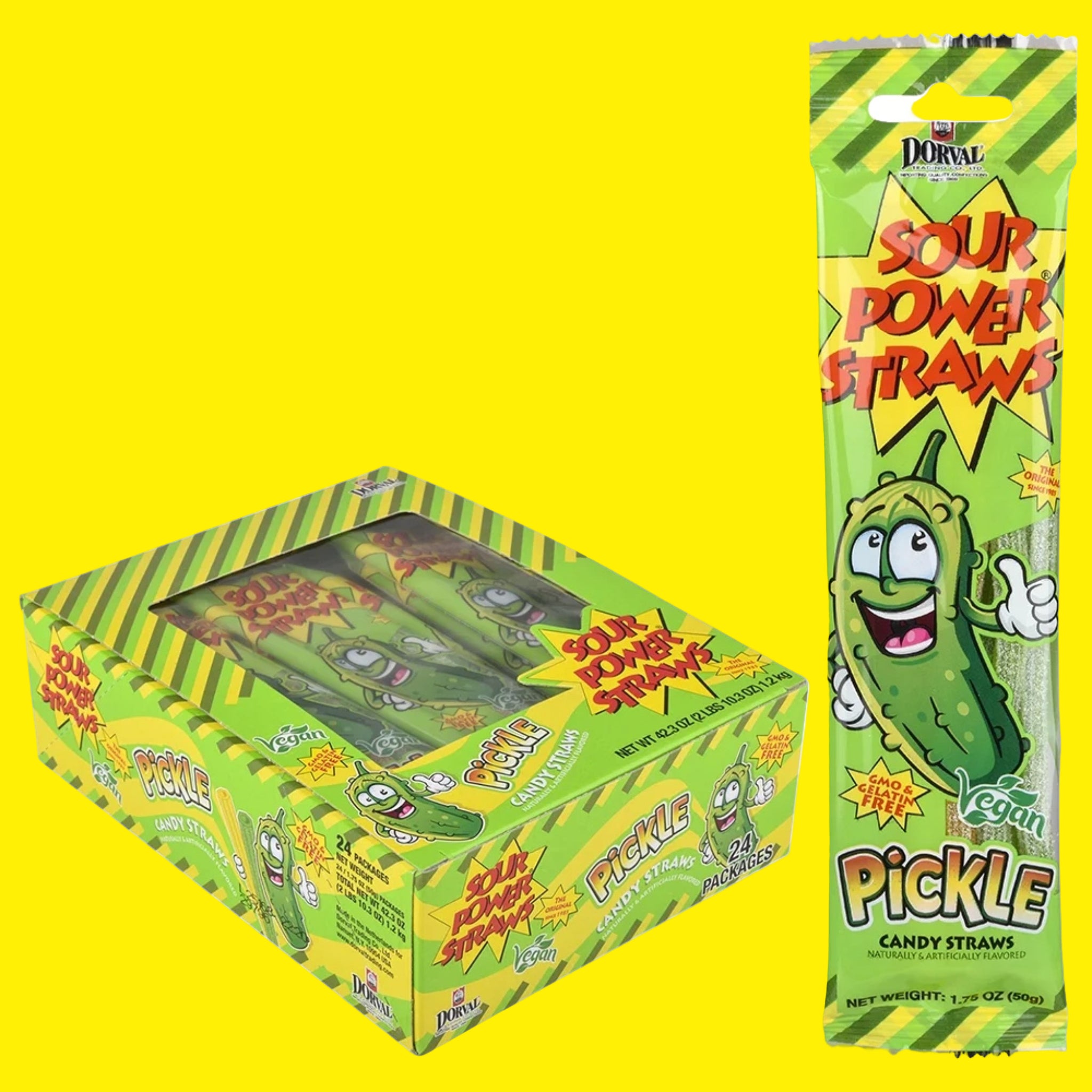 🥒⚡ Sour Power Straws Pickle – 1.75oz Pack
