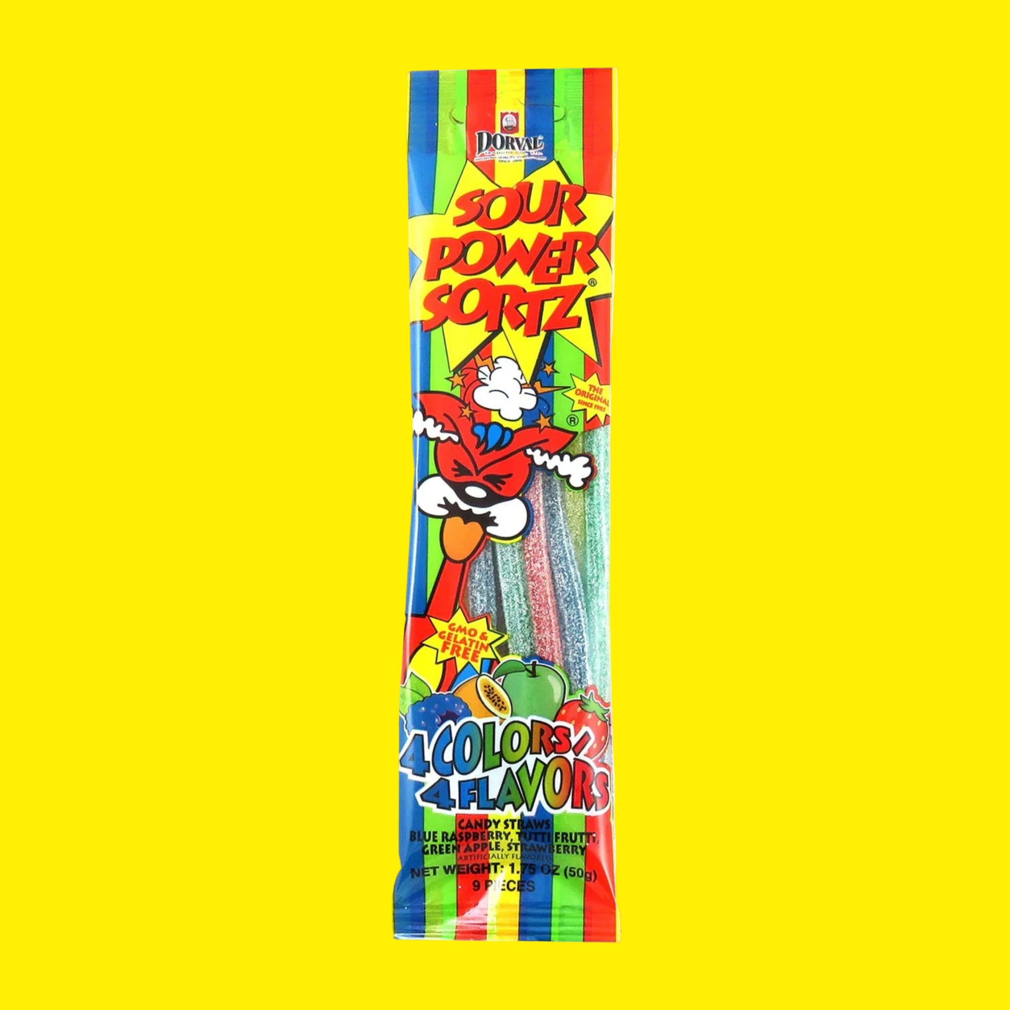 🌈🍬 Sour Power Straws Sortz Rainbow – 1.75oz