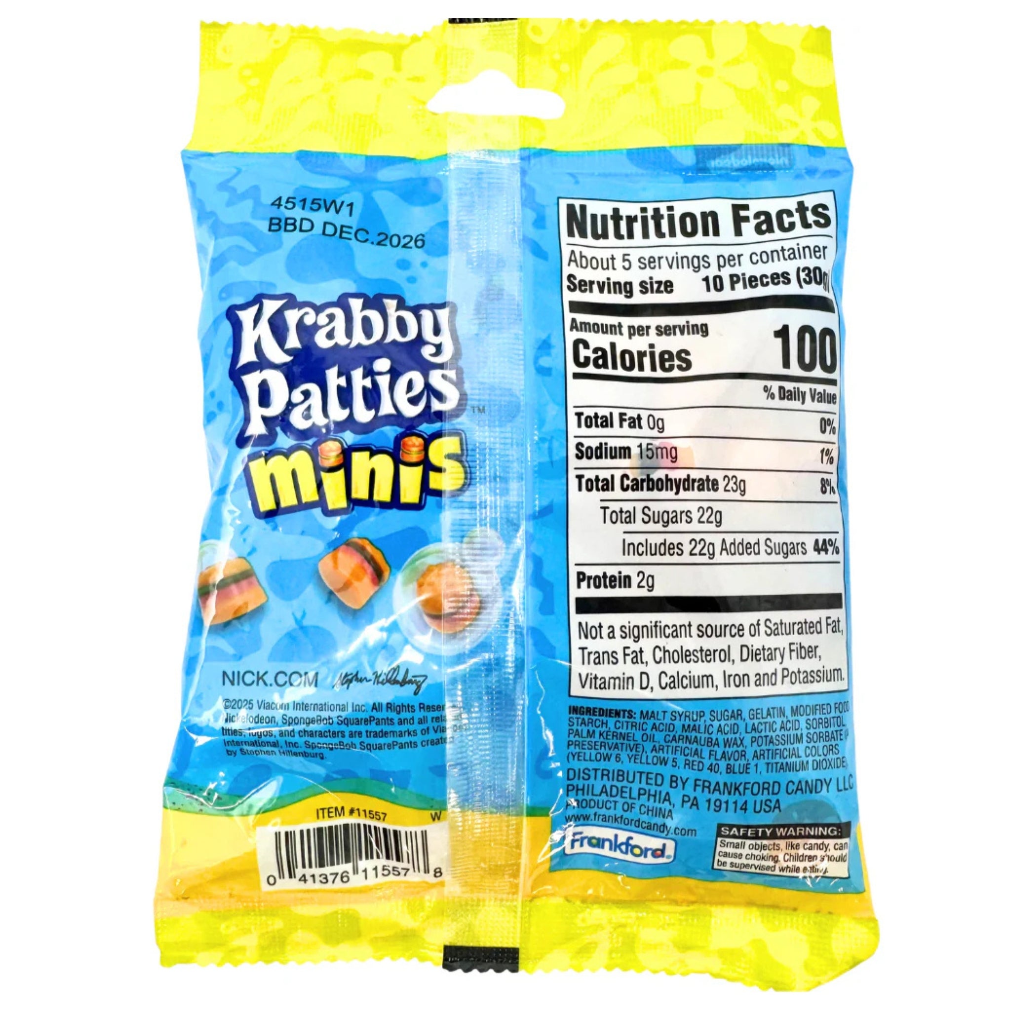 Spongebob Krabby Patty Minis Gummies 8oz package