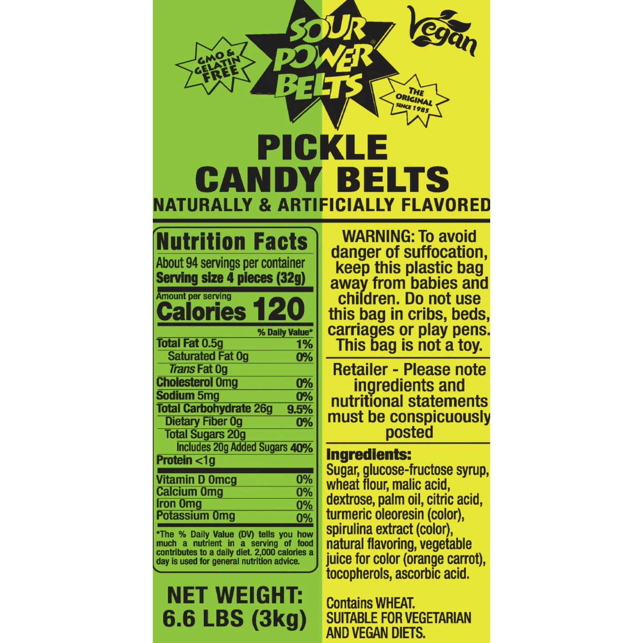 🥒⚡ Sour Power Belts Pickle – 6.6lb Bag