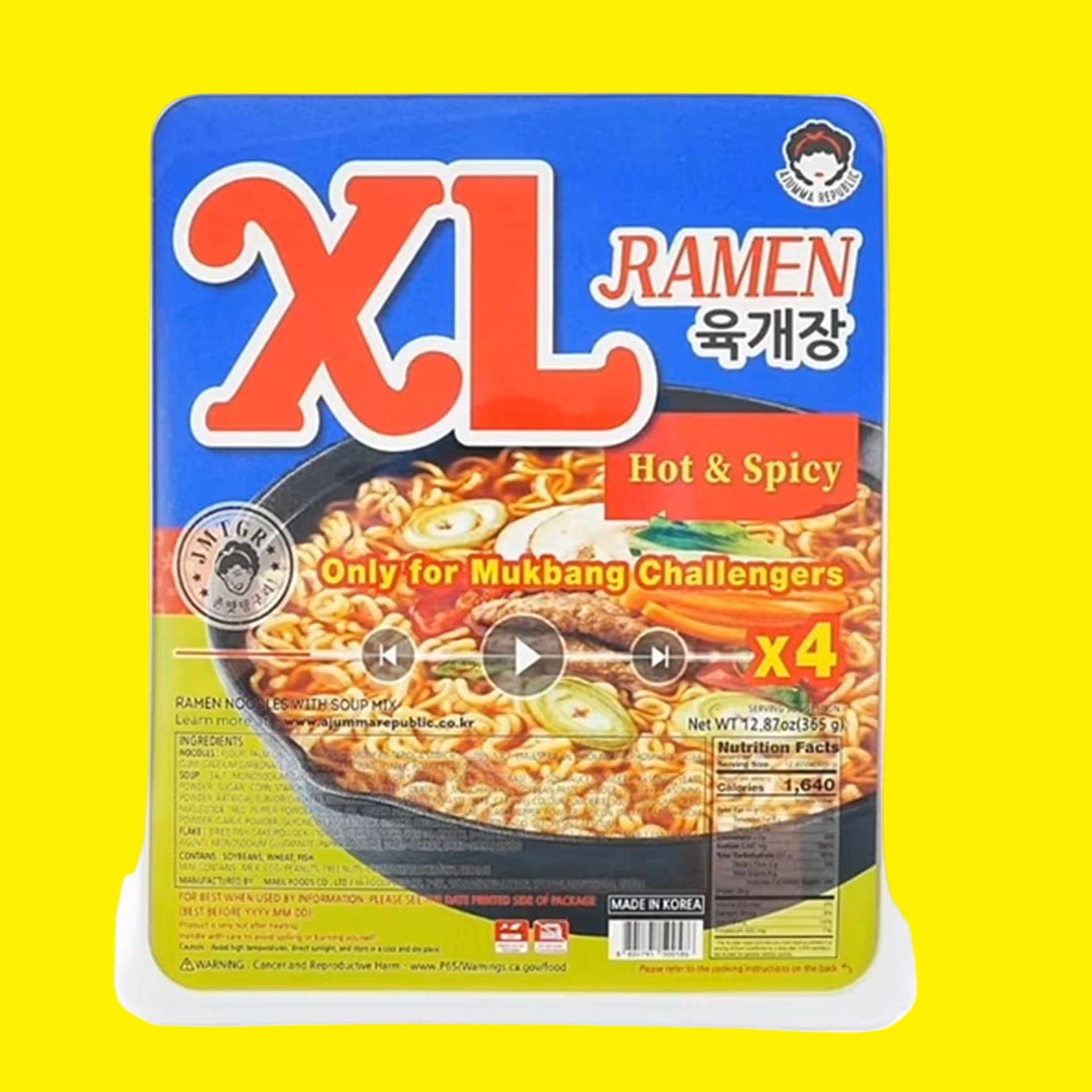 XL RAMEN Hot & Spicy Instant Ramen Noodle Bowl Soup – 12.84oz