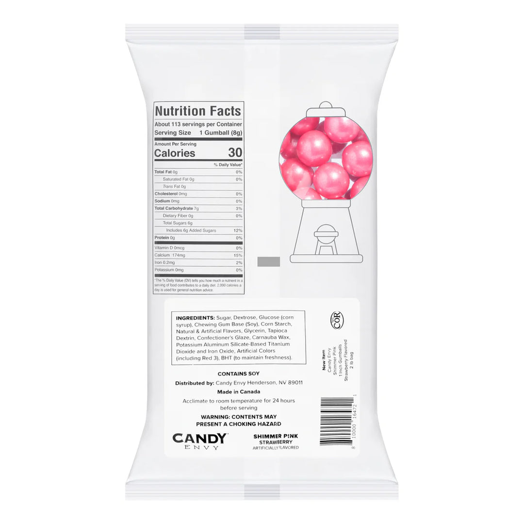 💗✨ Candy Envy 1" Gumball Shimmer Pink – 2lb Bag