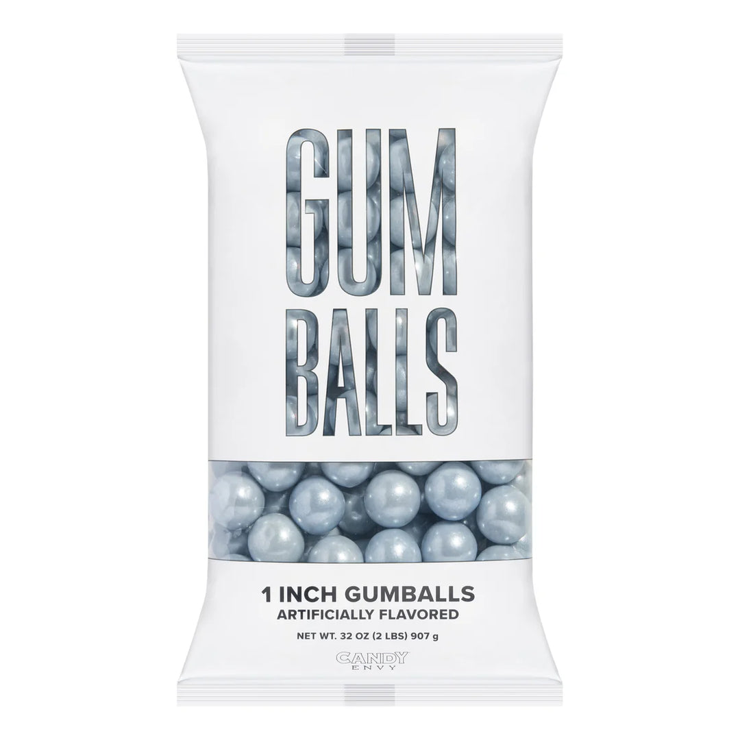 🩶✨ Candy Envy 1" Gumball Shimmer Silver – 2lb Bag