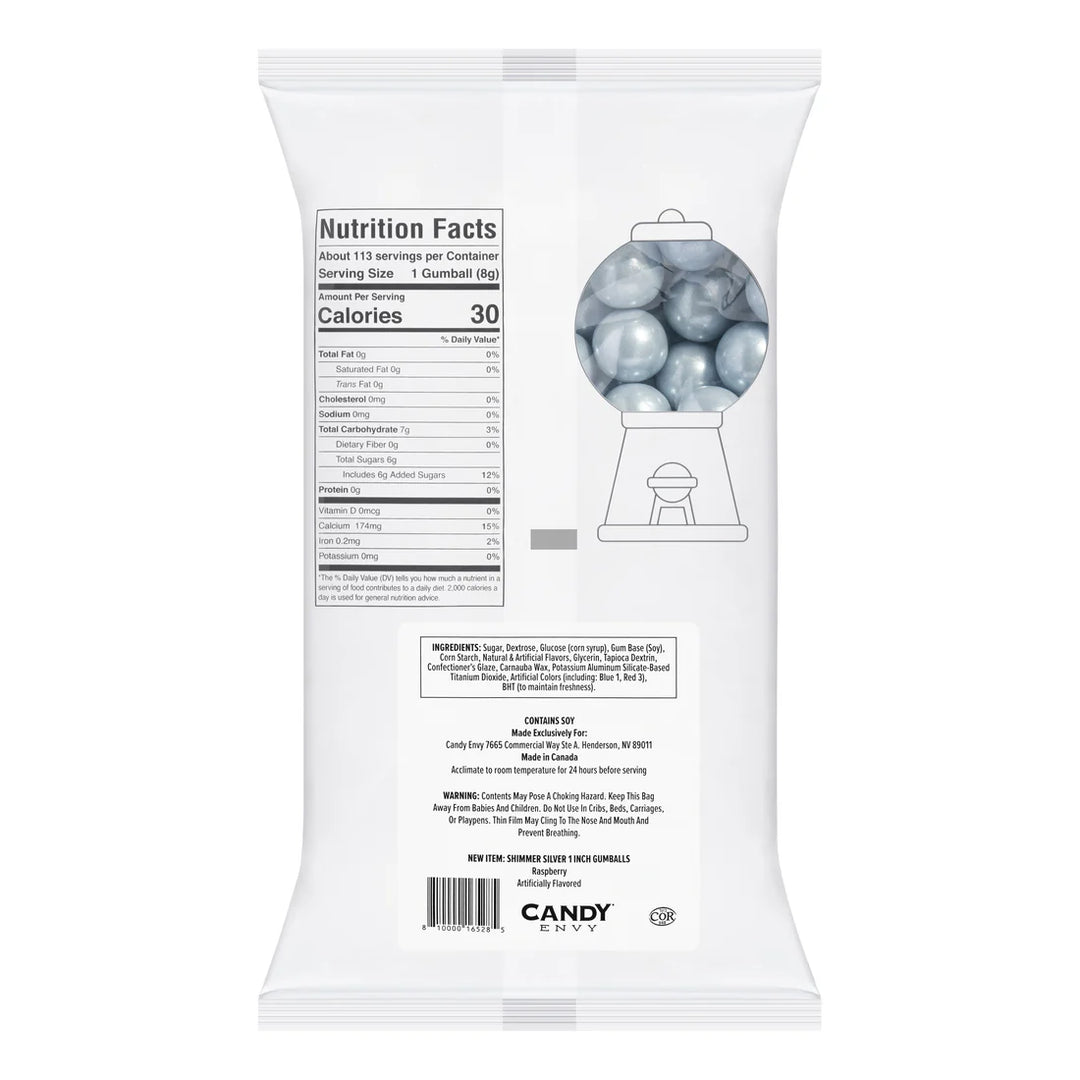 🩶✨ Candy Envy 1" Gumball Shimmer Silver – 2lb Bag
